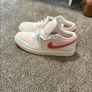 Nike Air Jordan 1 Low White and Coral Sneakers